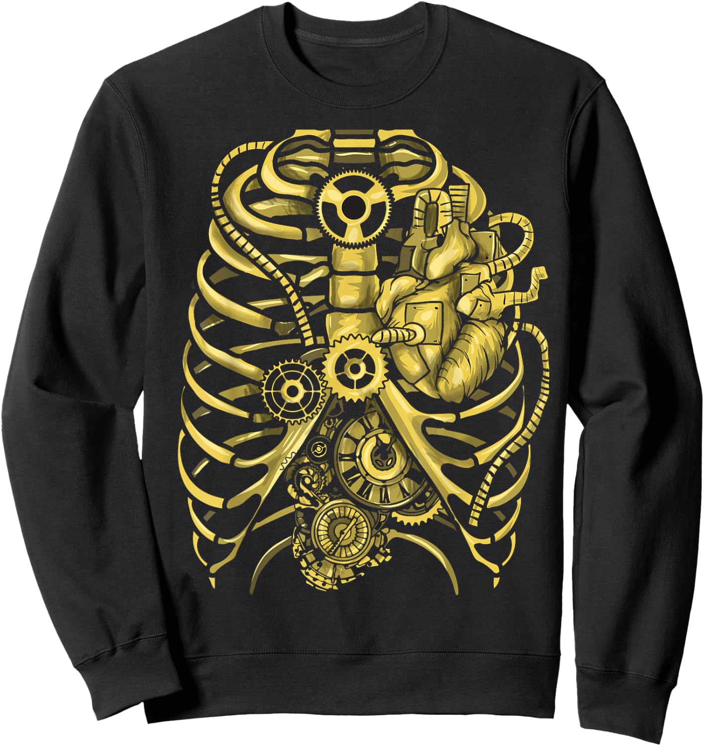 Steampunk Mechanical Chest Gears Men Women Students Sweatshirt - Sweatshirt | Black
