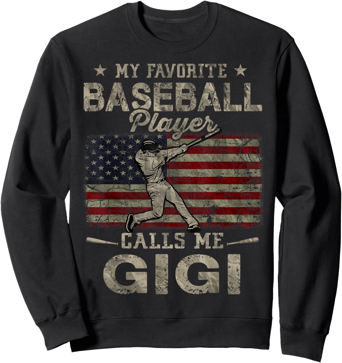 My Favorite Baseball Player Calls Me Gigi Mother's Day Sweatshirt - Sweatshirt | Black