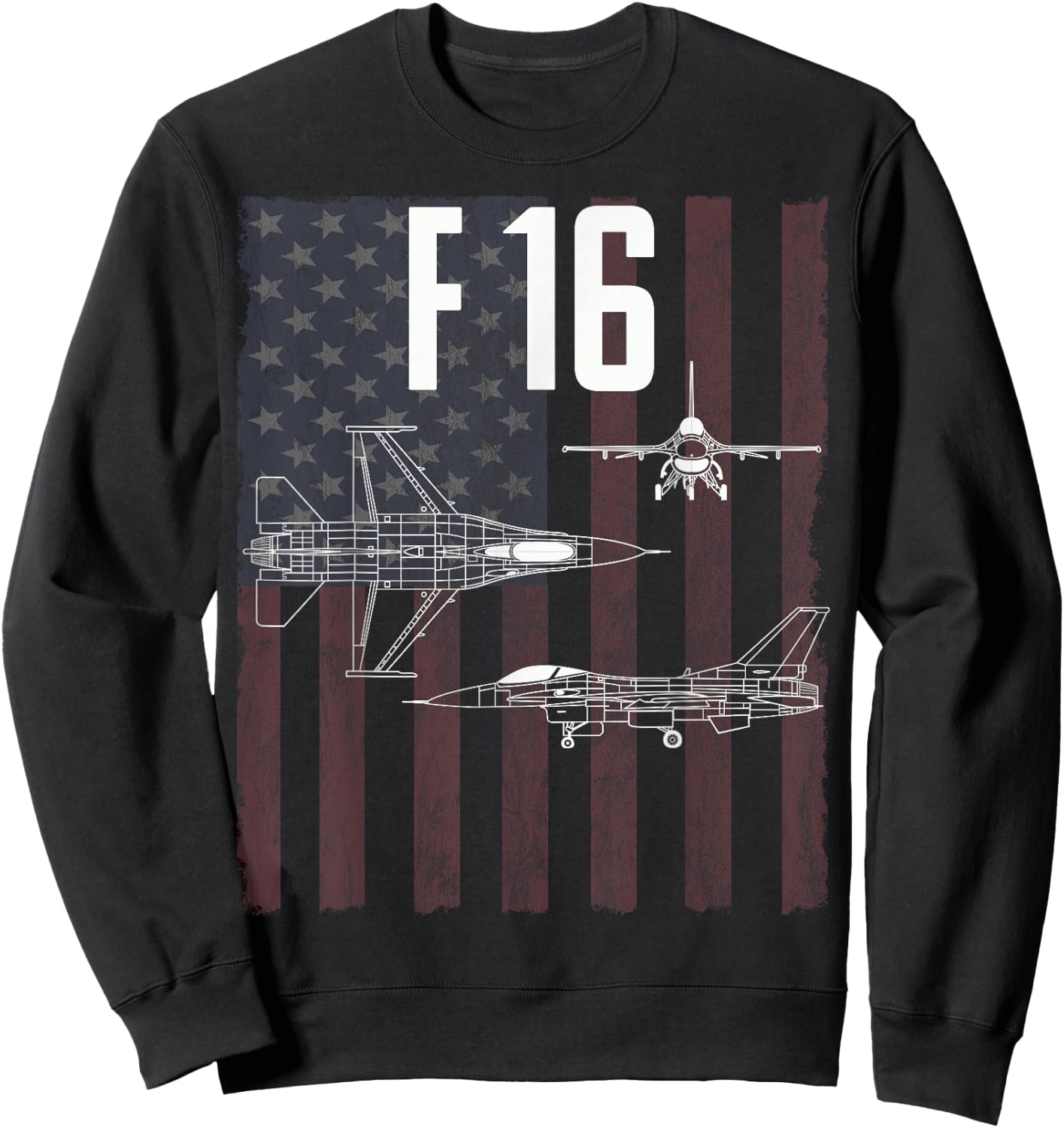 F16 USA Military Aircraft T Shirt Sweatshirt - Sweatshirt | Black