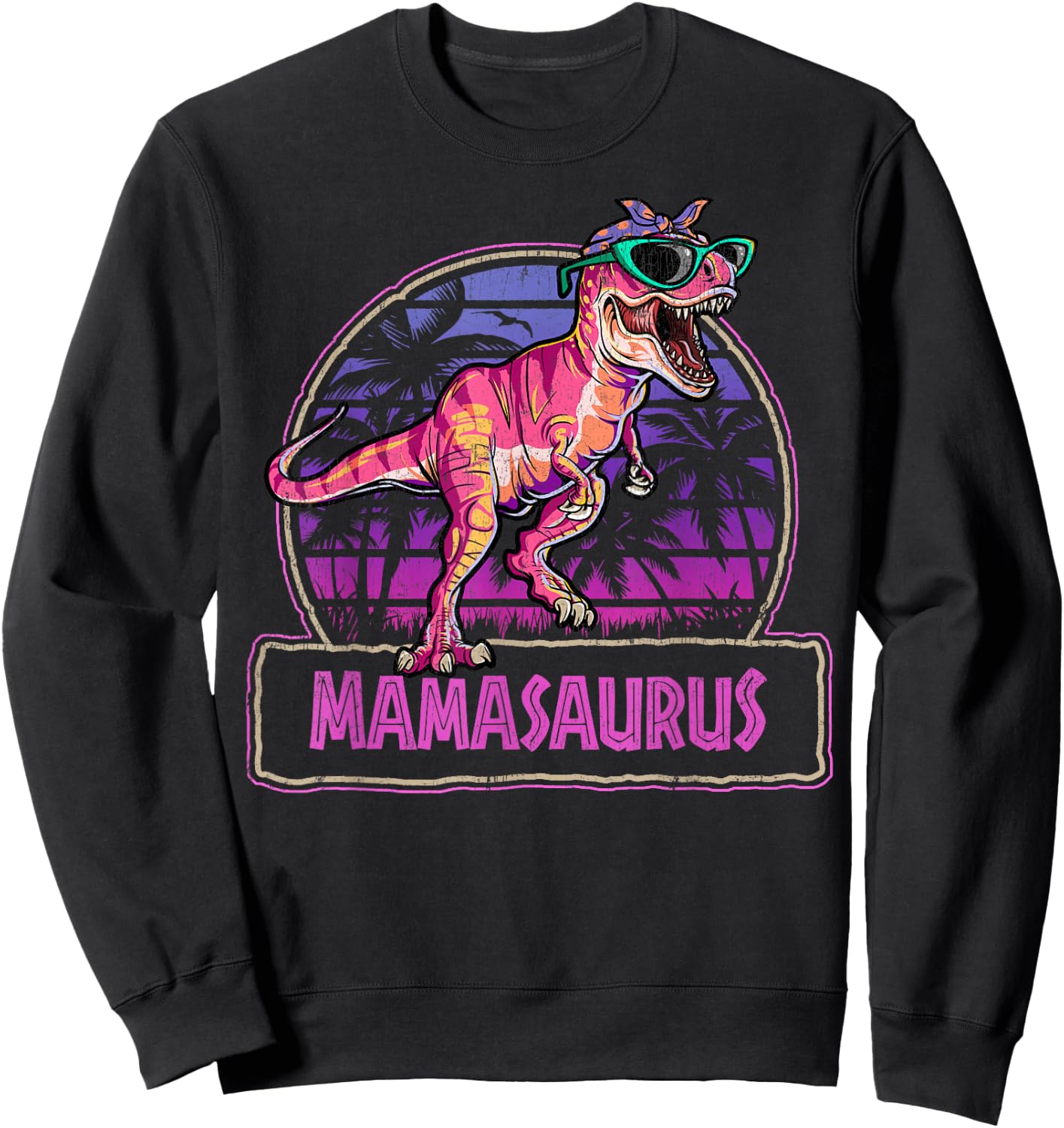 Mamasaurus T Rex Mama Saurus Women Dinosaur Family Matching Sweatshirt - Sweatshirt | Black