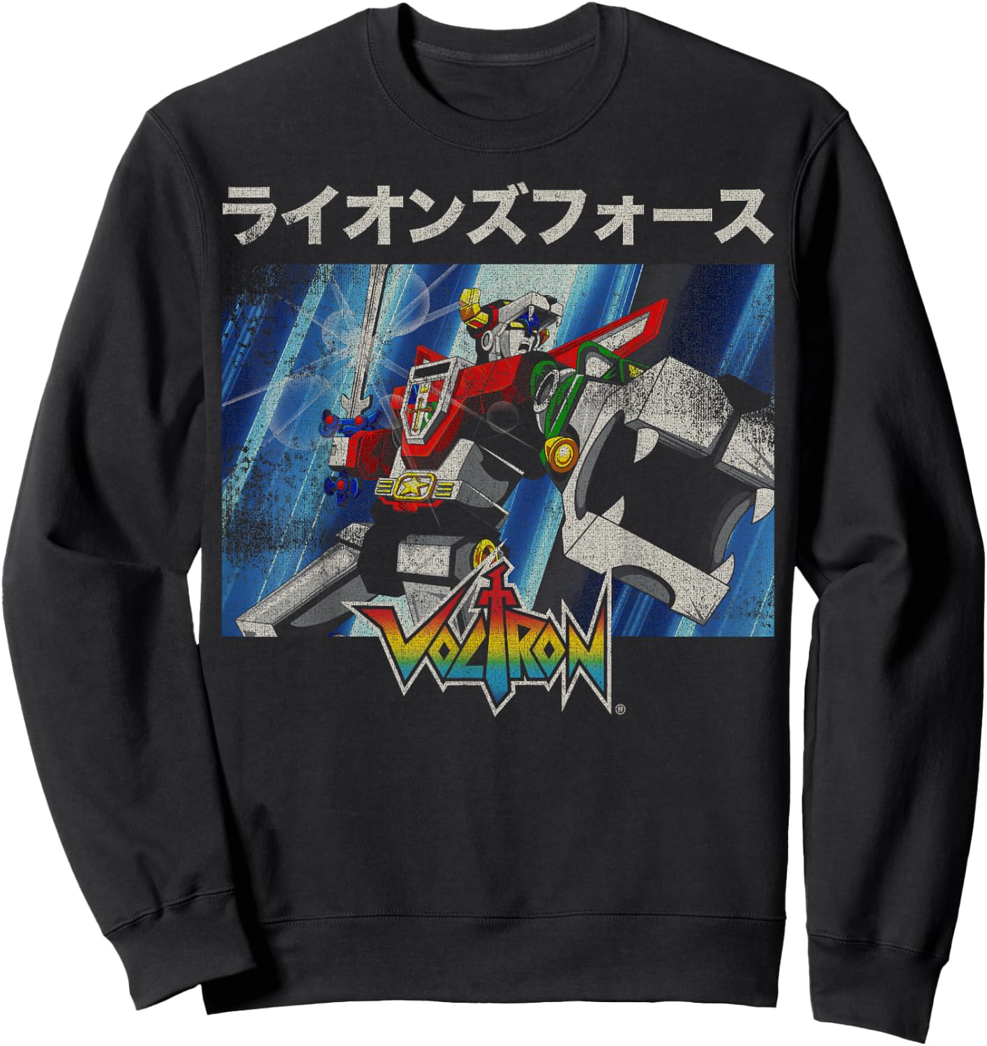Voltron Defender of The Universe Kanji Action Scene Portrait Sweatshirt - Sweatshirt | Black