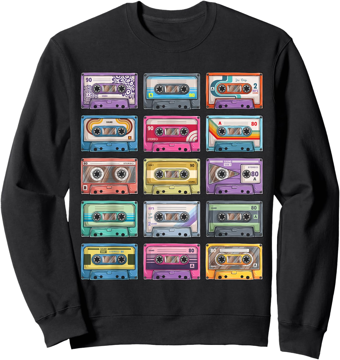 Vintage Cassette Tapes Collection 80's 90's Music Mixtape Sweatshirt - Sweatshirt | Black