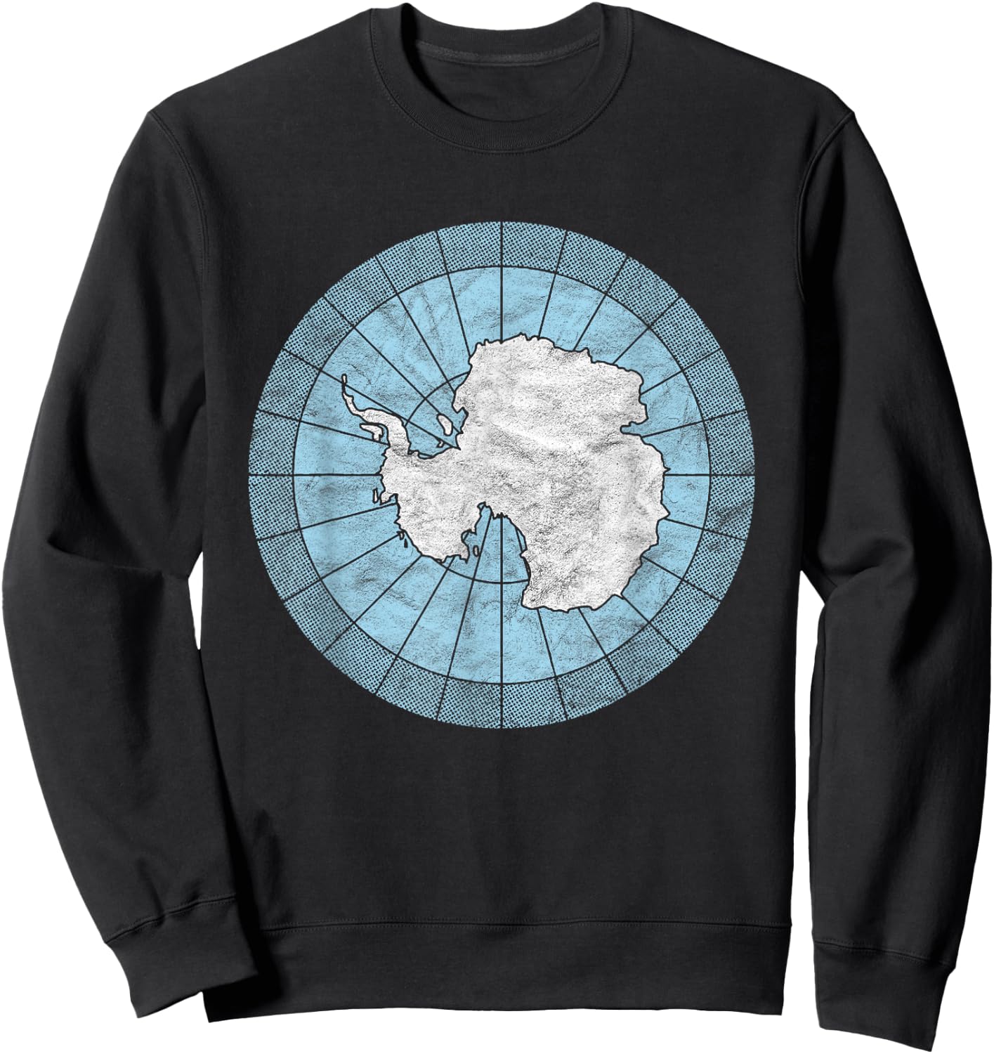 Antarctic Map Minimalist Distressed Vintage 80s Sweatshirt - Sweatshirt | Black