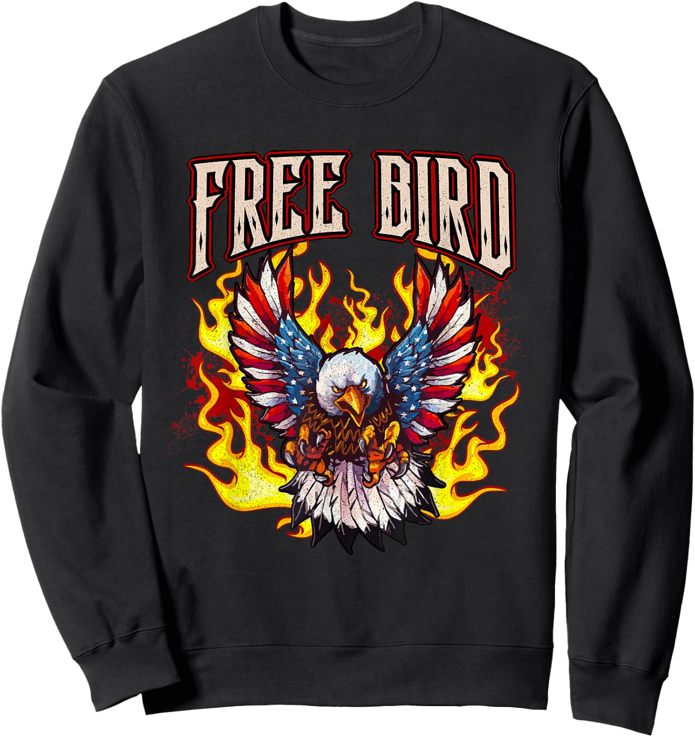 LyricVerse - FREE BIRD - American Bald Eagle Sweatshirt - Sweatshirt | Black