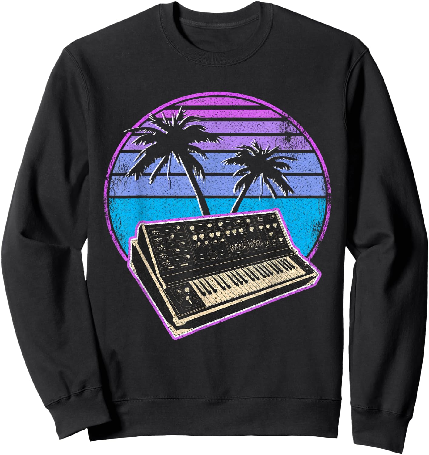 Synthwave Vintage Retrowave Pastel Goth Analog Synthesizer Sweatshirt - Sweatshirt | Black