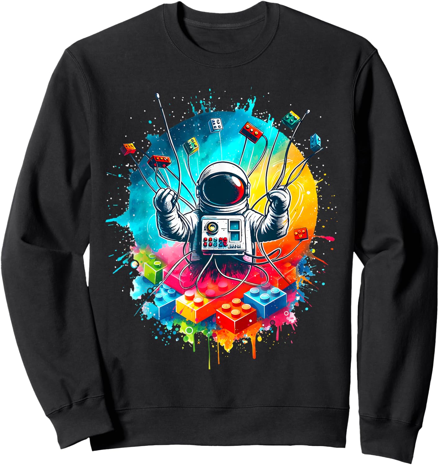 Space Astronaut Master Builder Funny Building Blocks Bricks Sweatshirt - Sweatshirt | Black