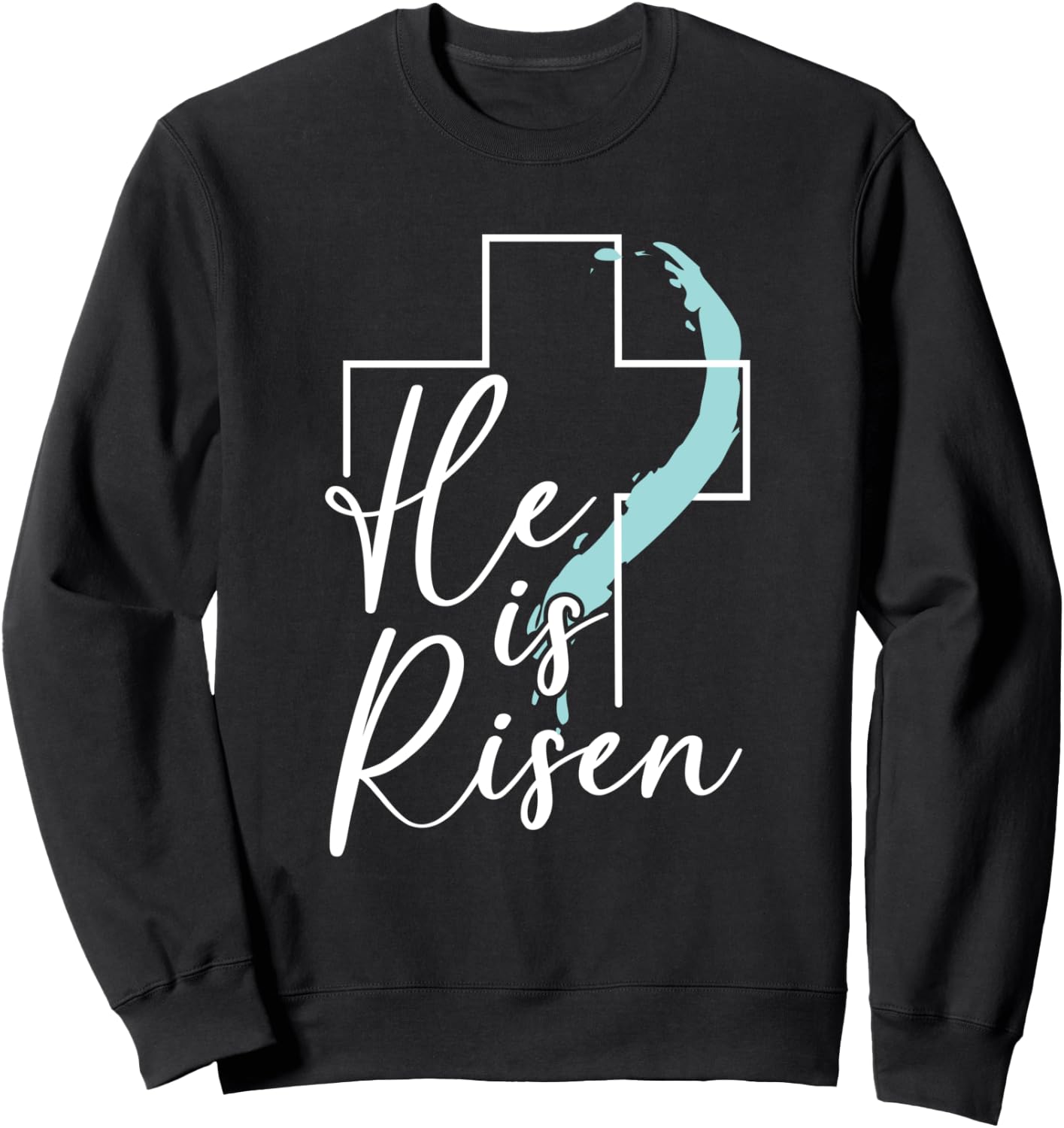He Is Risen Christian Jesus Easter Bunny Easter Egg Sweatshirt - Sweatshirt | Black