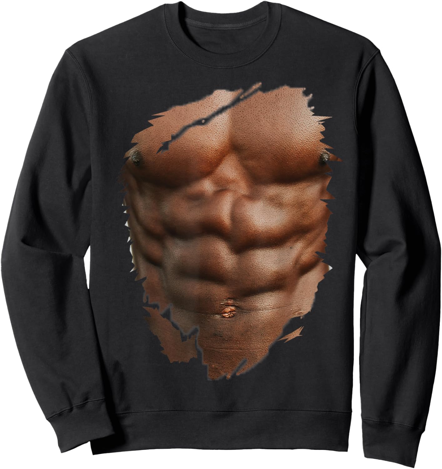 Funny Fake Ripped Muscles Six Pack Abs Black Bodybuilder Sweatshirt - Sweatshirt | Black