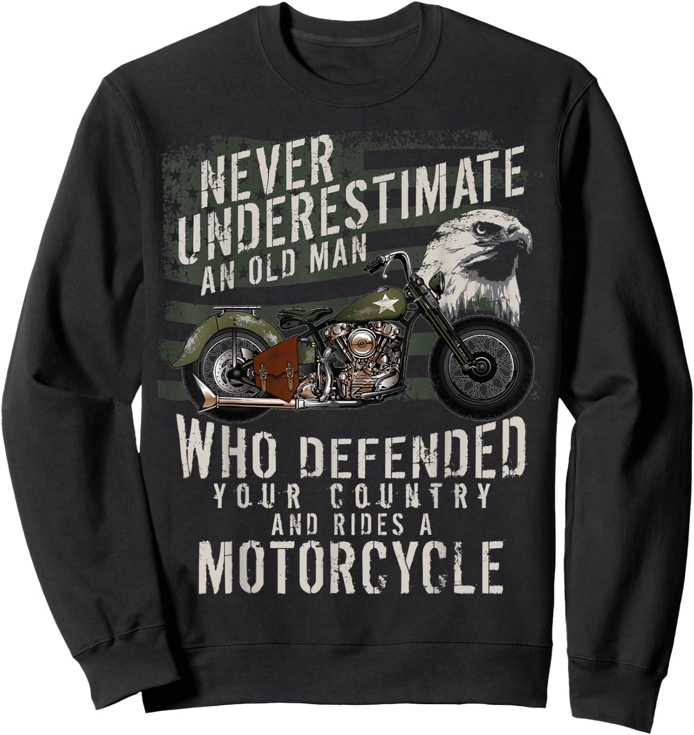 US Veteran Vintage Military Motorcycle Bike T Shirt Gift Sweatshirt - Sweatshirt | Black
