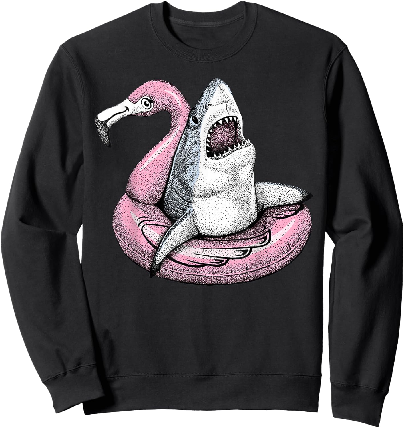 Hello Summer Matching Family Flamingo Pool Shark Beach Sweatshirt - Sweatshirt | Black