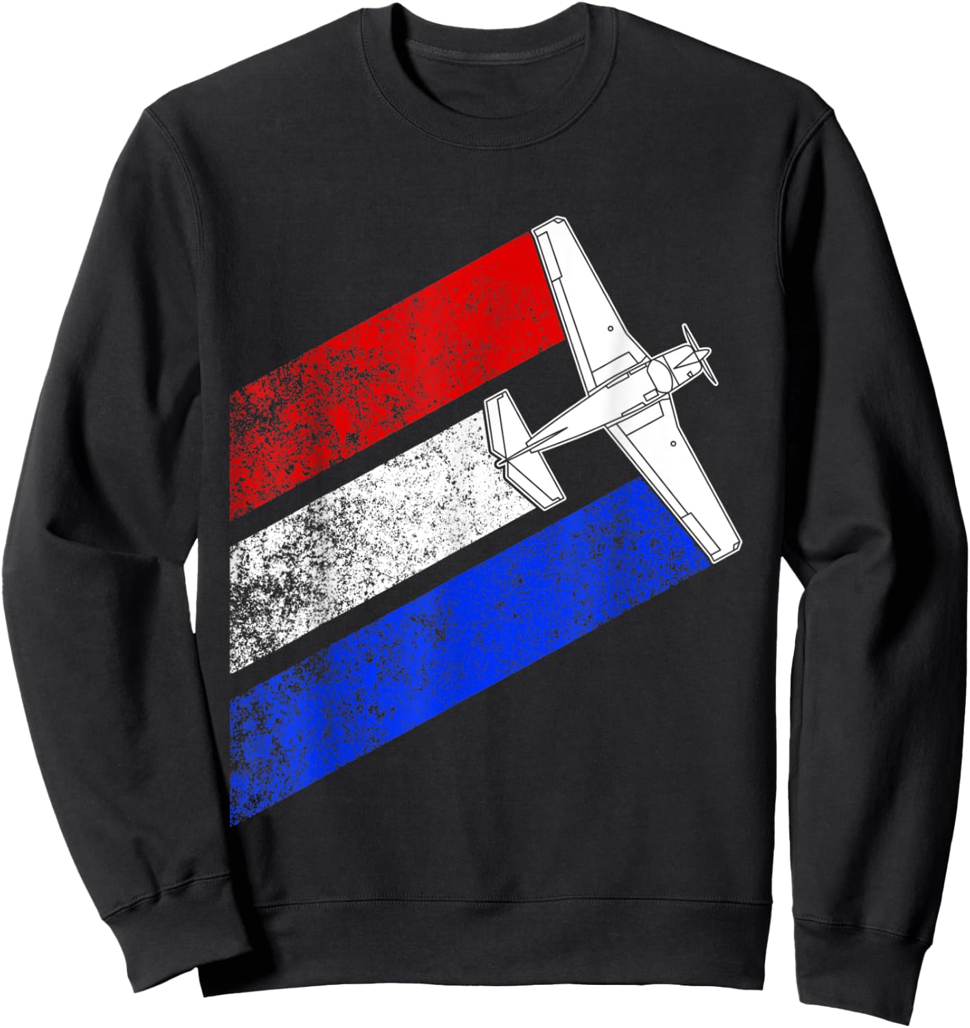 M20J Airplane Schematic Vintage American Flag Streaks Women Men Sweatshirt - Sweatshirt | Black