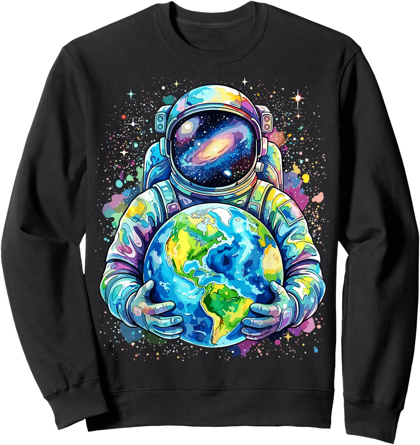 Astronaut Planet Earth Space Sweatshirt - Sweatshirt | Black