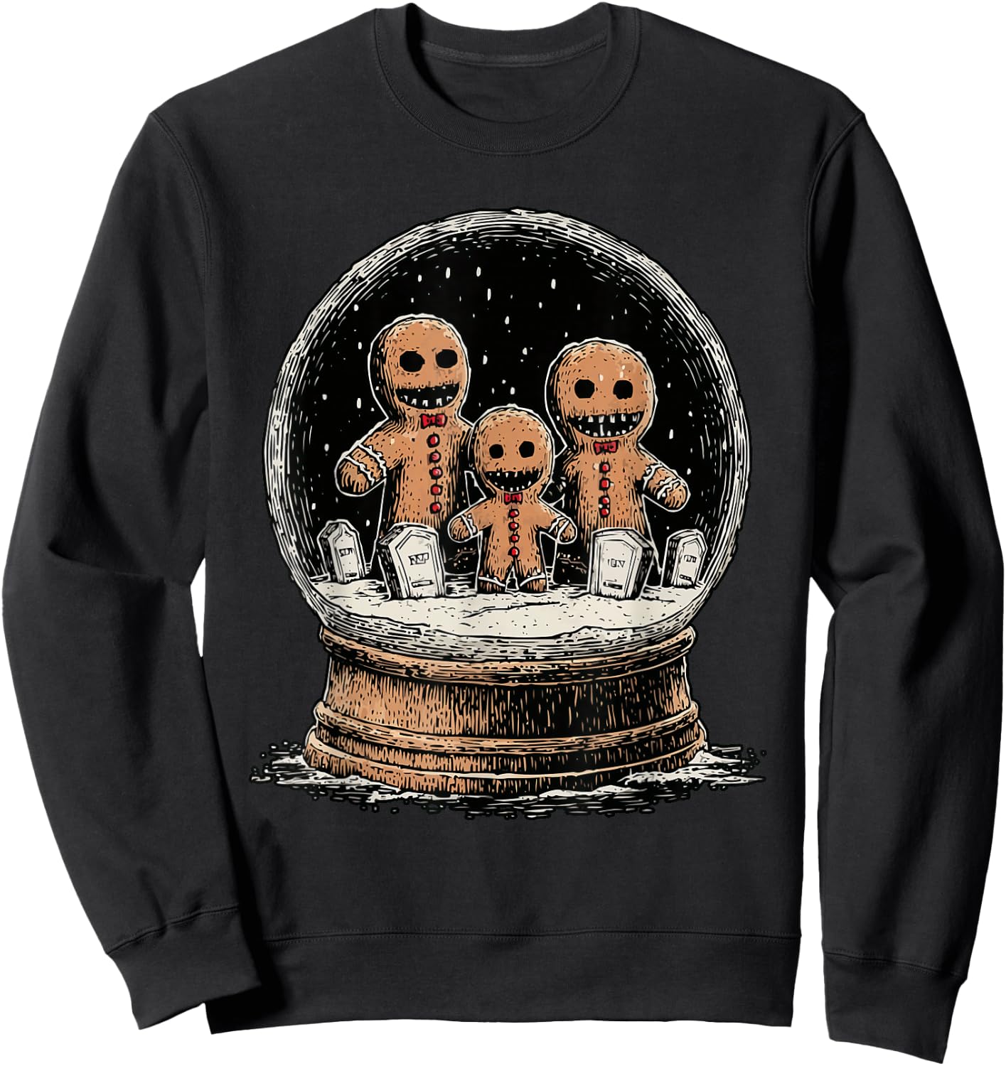 Creepy Gingerbread Cookies Goth Winter Gothic Christmas Snow Sweatshirt - Sweatshirt | Black