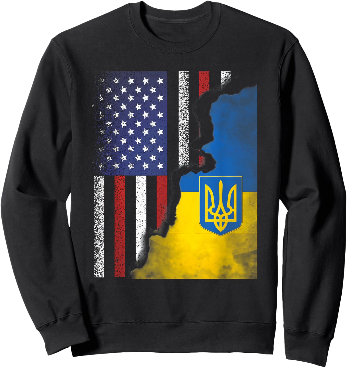 Ukrainian American Flag Ukraine USA America Roots Sweatshirt - Sweatshirt | Black