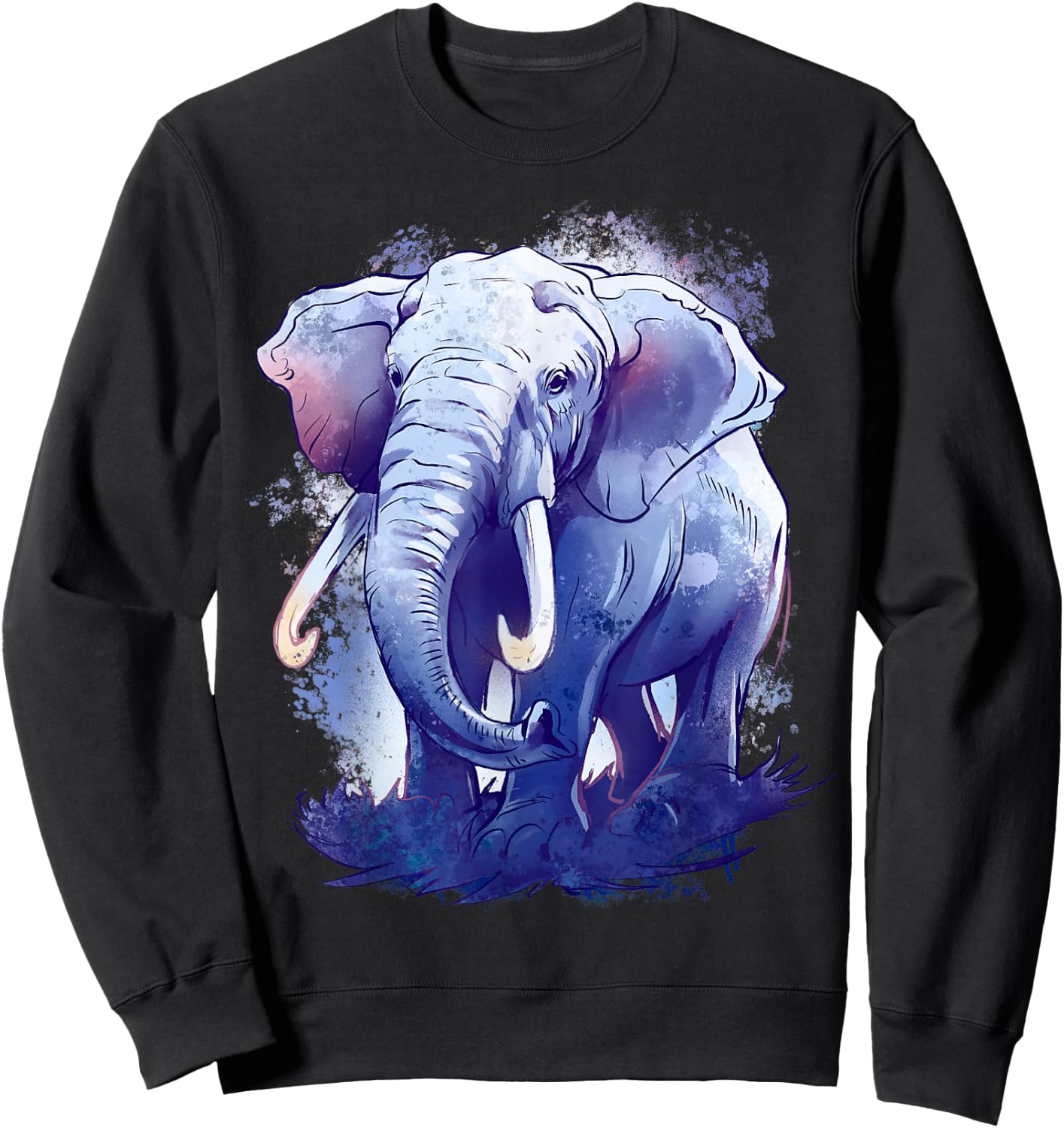 Elephant Animal Art Colourful Animal Lovers Elephant Sweatshirt - Sweatshirt | Black