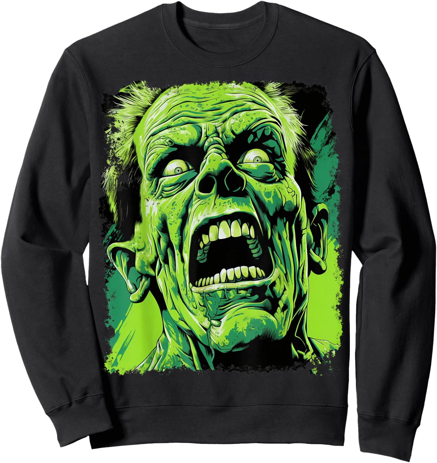 Classic Horror Green Evil Crazy Scientist Freak Halloween Sweatshirt - Sweatshirt | Black