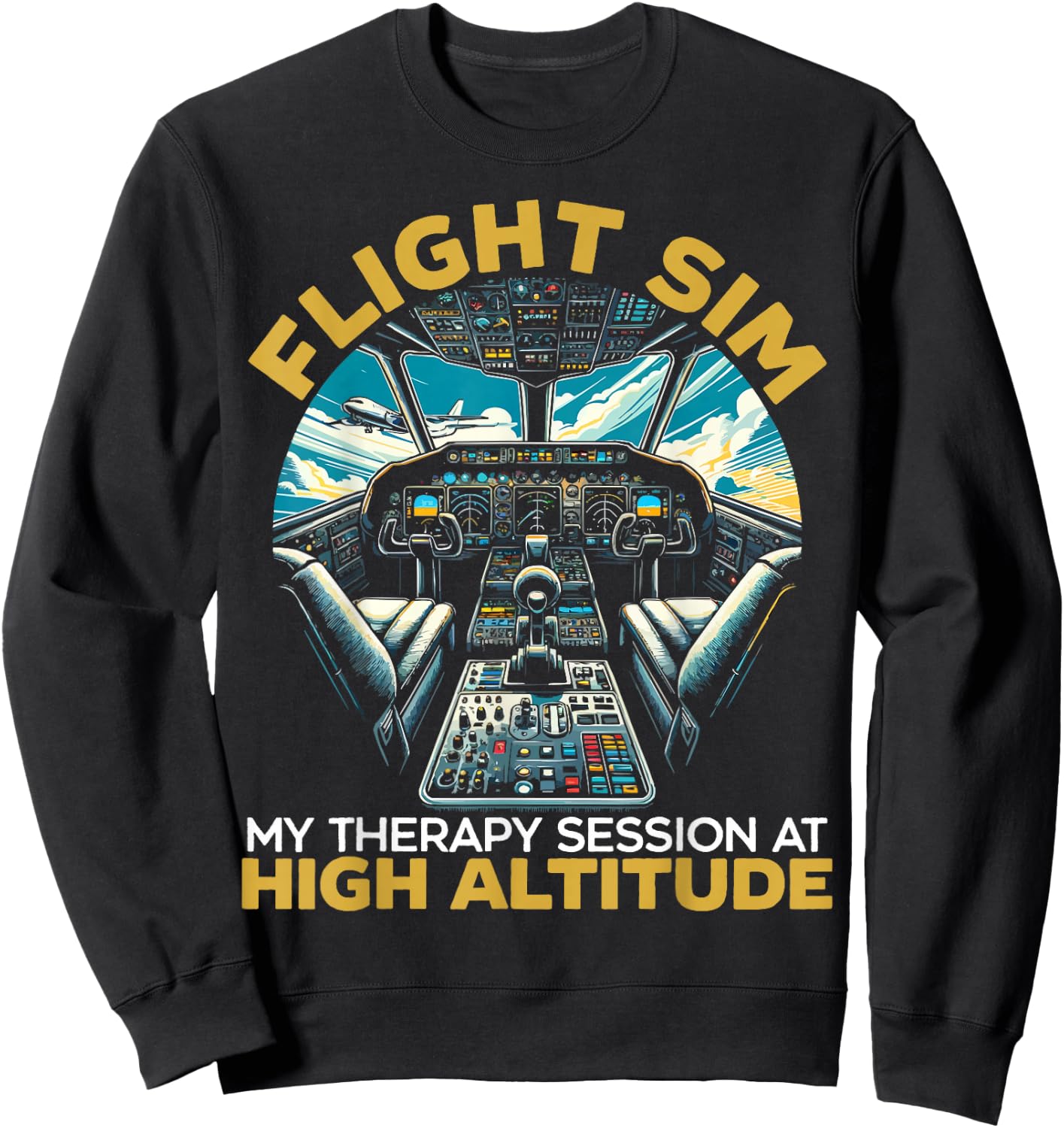 Flight Simulator Aviation Console Pilot Flight Simulation Sweatshirt - Sweatshirt | Black