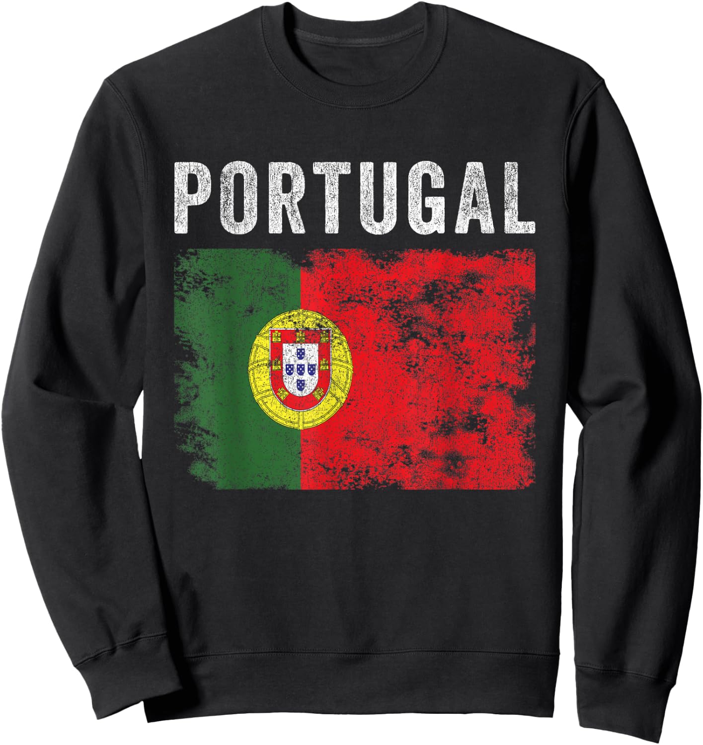 Portugal Flag Distressed - Men Women Kids - Portuguese Flag Sweatshirt - Sweatshirt | Black
