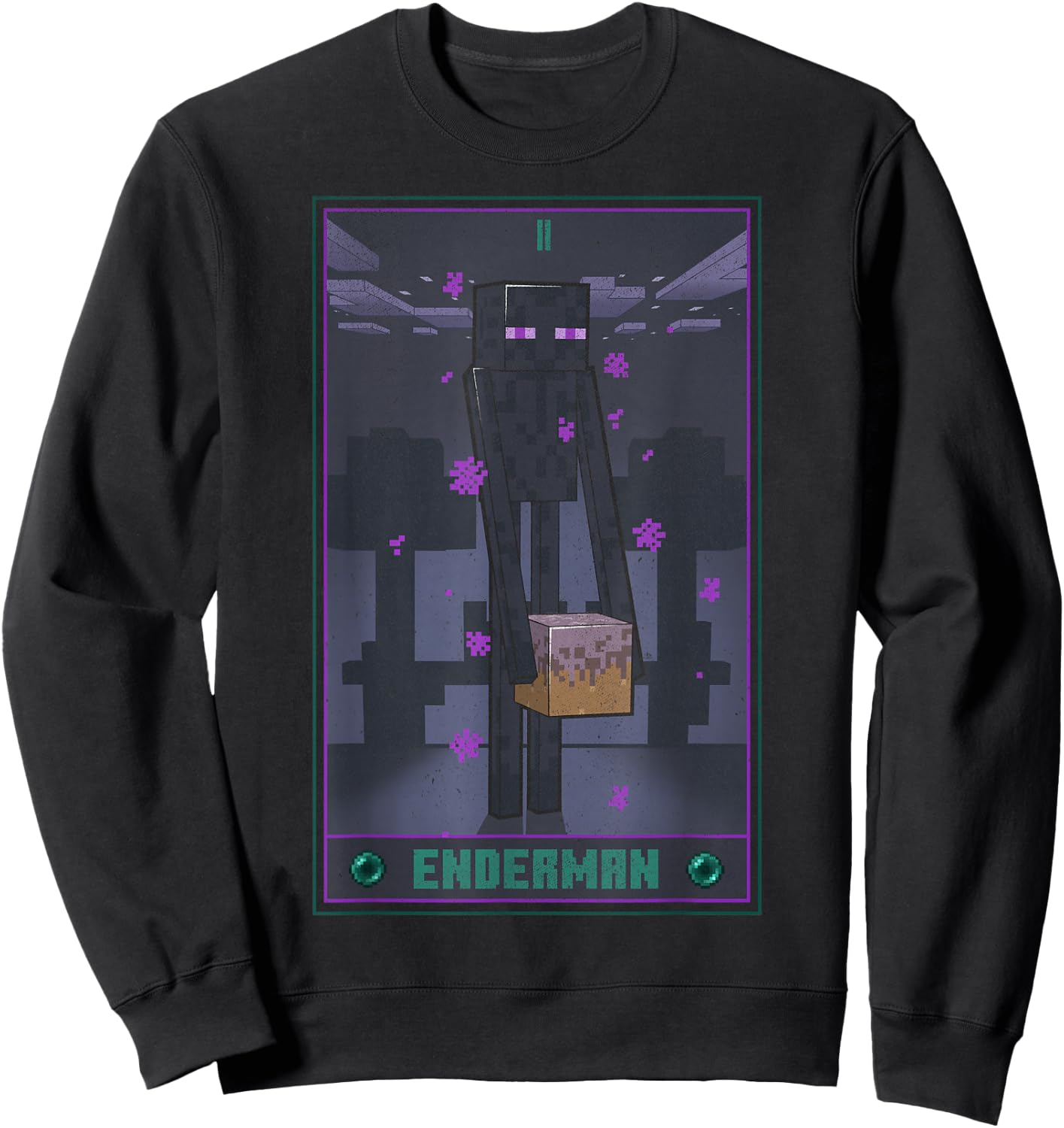 Minecraft Enderman Tarot - -Adults, Kids - Black - Short Sleeve - Cotton, Polyester - Size: Small Sweatshirt - Sweatshirt | Black