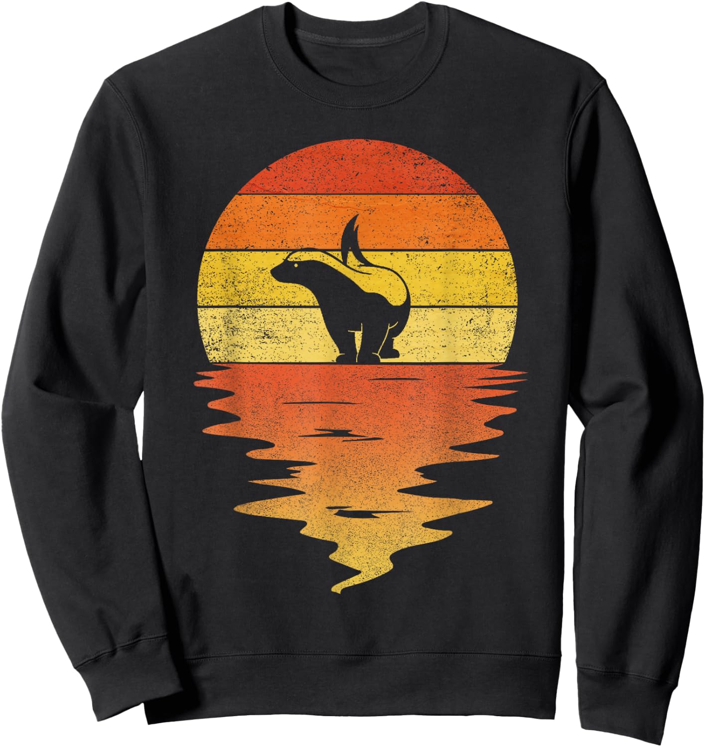 Honey Badger Shirt 70s Retro Sunset Vintage Honey Badger Sweatshirt - Sweatshirt | Black