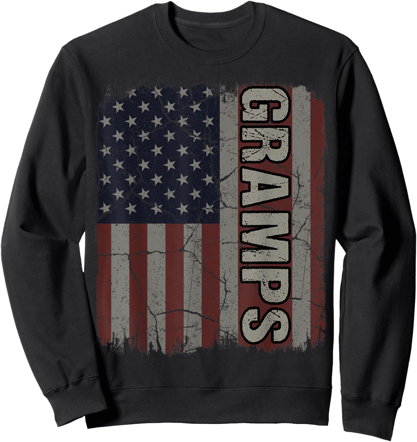 Gramps American Flag Vintage Father's Day 4th of July Gift Sweatshirt - Sweatshirt | Black