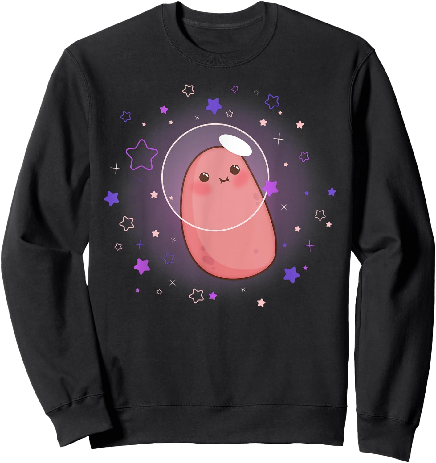 Funny Astronaut in Star Galaxy - Cute Kawaii Potato Sweatshirt - Sweatshirt | Black
