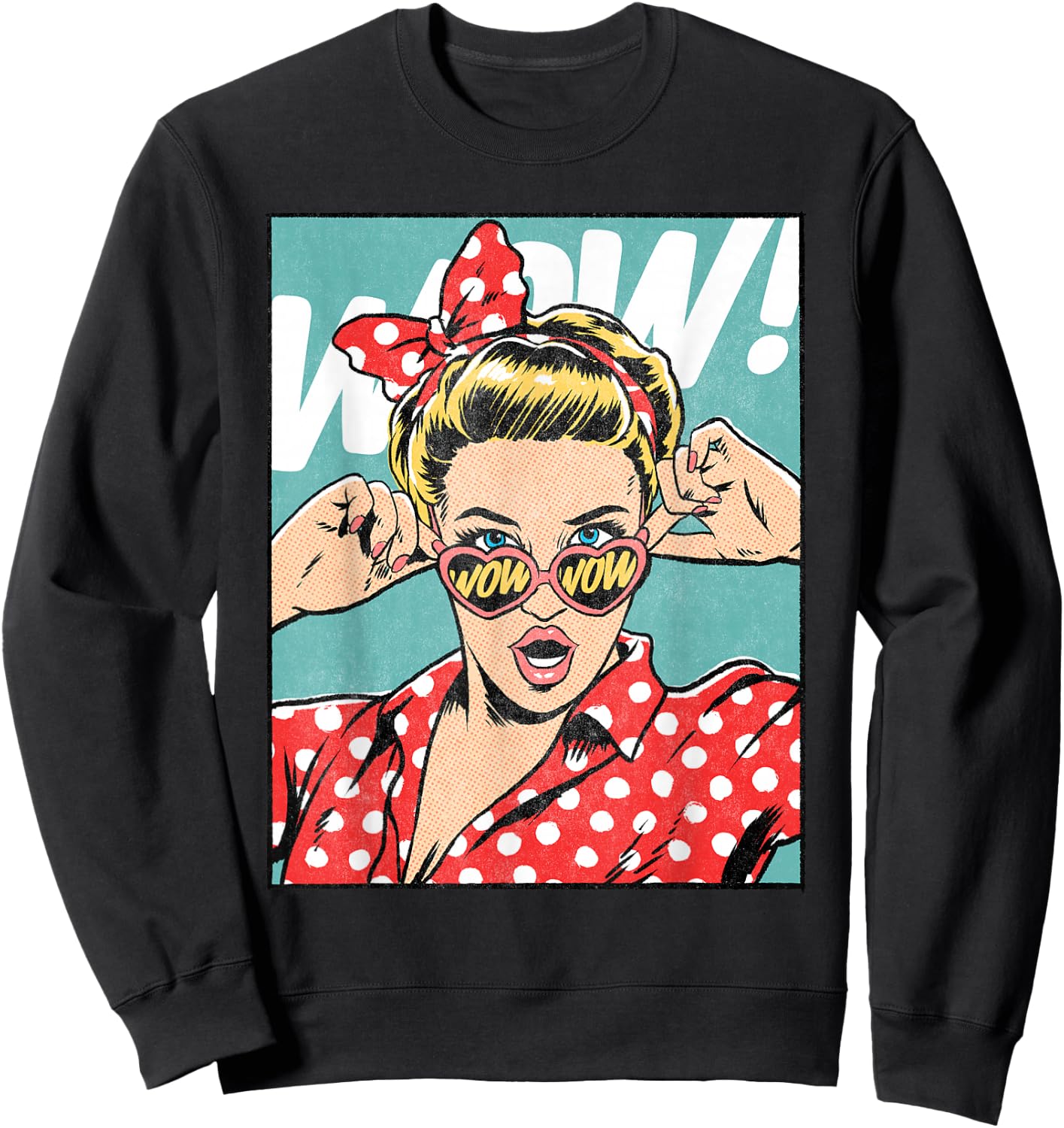 Wow Surprise Face Pop Art Comic Book Popular Culture Artist Sweatshirt - Sweatshirt | Black