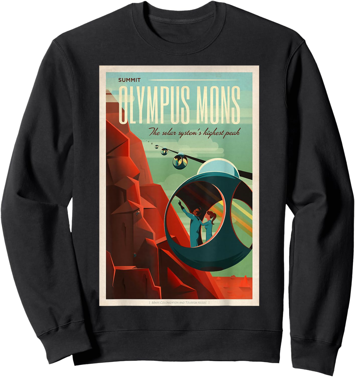 Olympus Mons Mars Colony Astronaut Exploration Retro Space Sweatshirt - Sweatshirt | Black