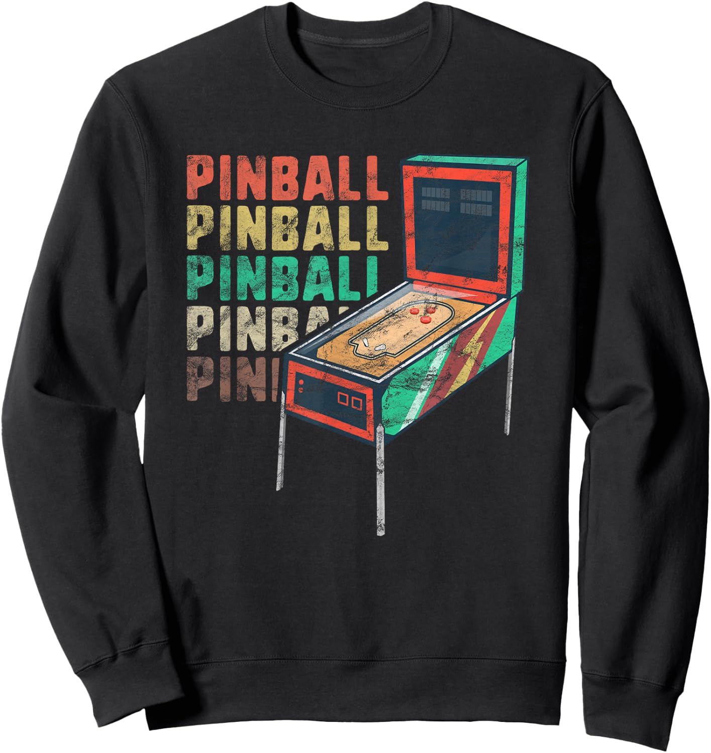 Retro Flipper Machine Women Men Gamer Geek Vintage Sweatshirt - Sweatshirt | Black