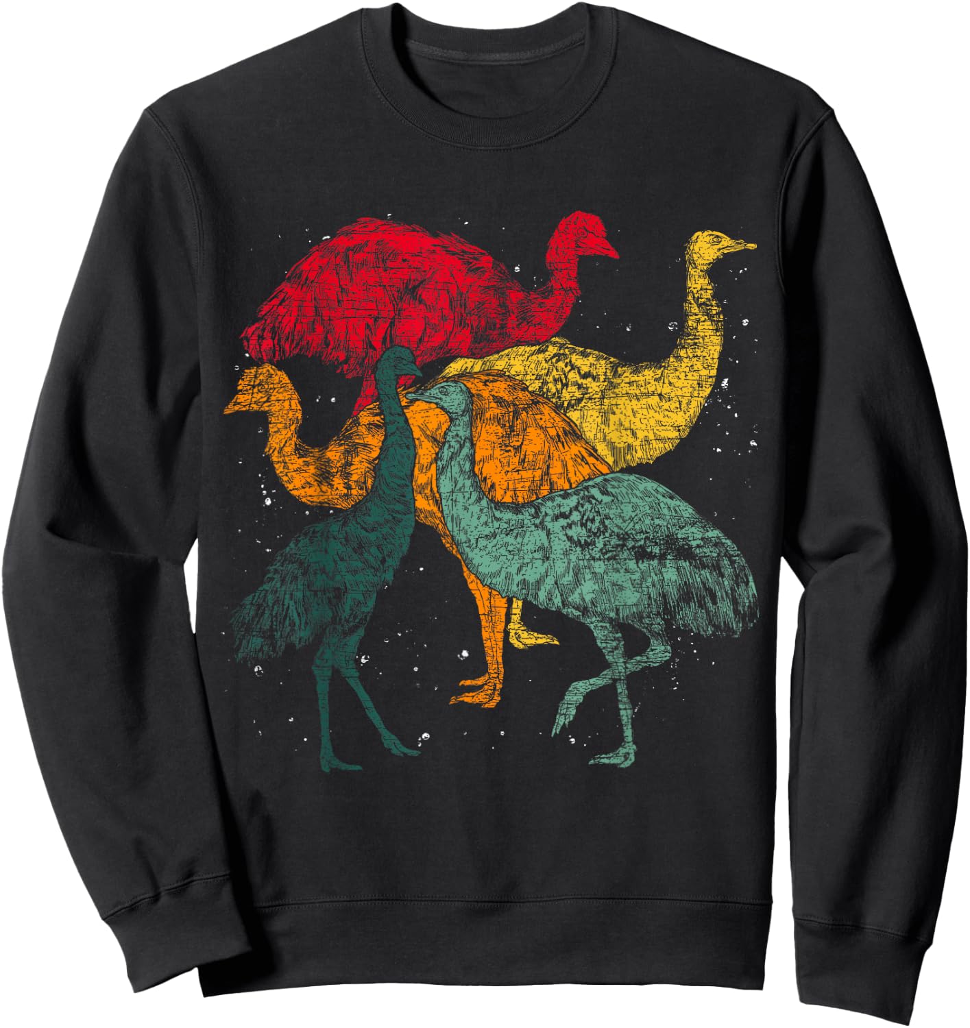 Retro Australian Animal Emu Lover Flightless Bird Emu Sweatshirt - Sweatshirt | Black