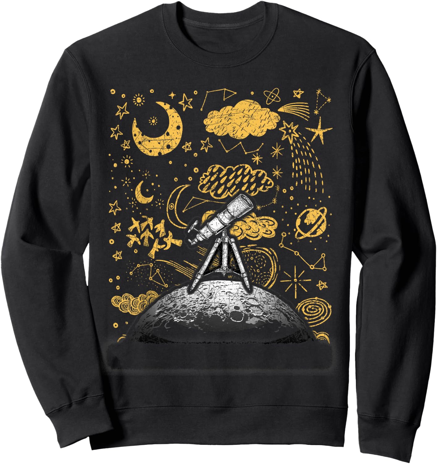 Moon Spaceship Astronomy Planets Astronaut Sweatshirt - Sweatshirt | Black