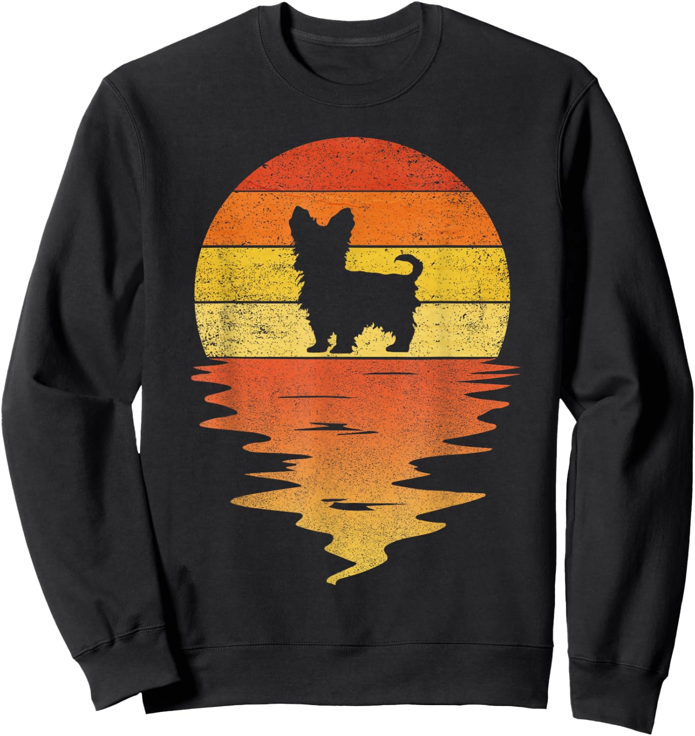 Yorkie Shirt 70s Vintage Retro Sunset Yorkie Sweatshirt - Sweatshirt | Black