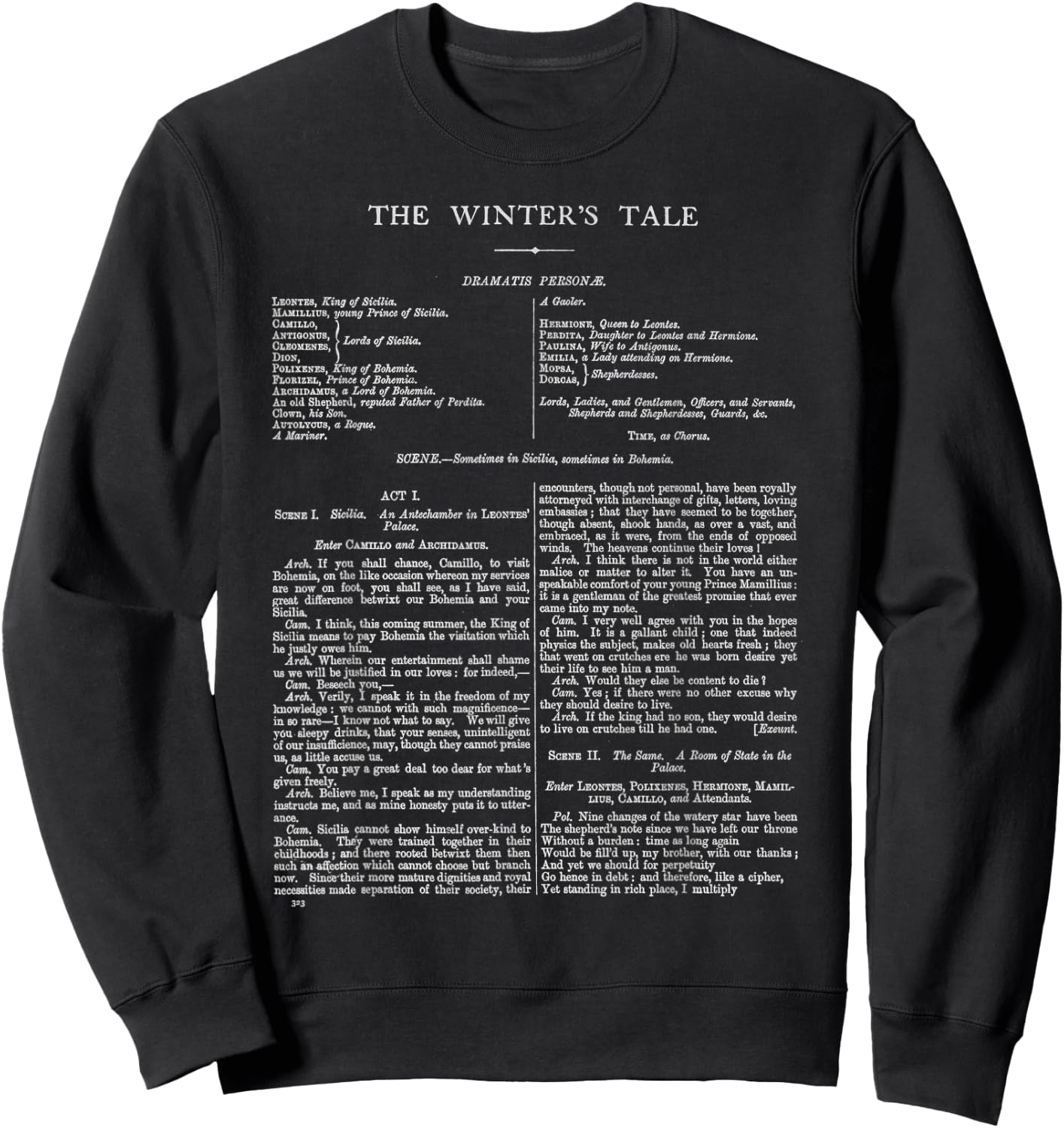 The Winter's Tale William Shakespeare First Page Sweatshirt - Sweatshirt | Black