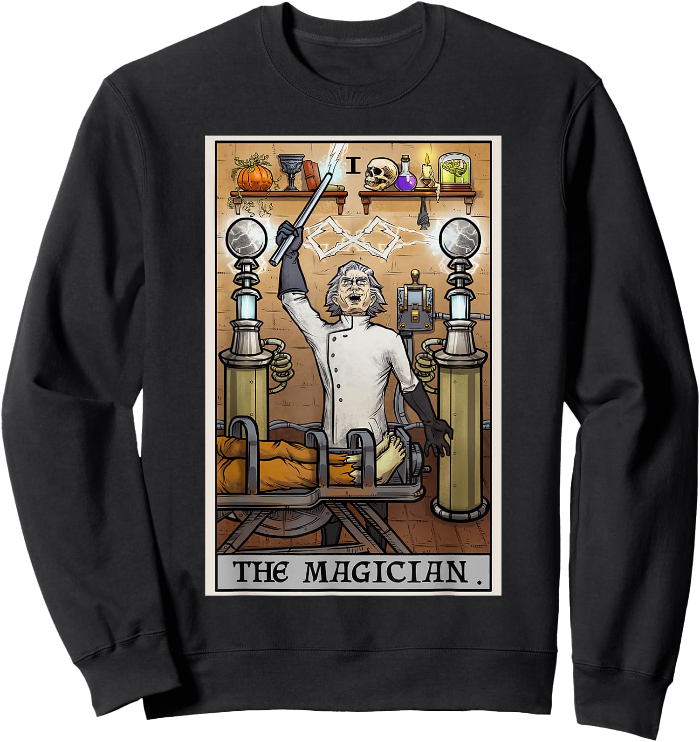 The Magician Tarot Card Halloween Mad Scientist Horror Goth Sweatshirt - Sweatshirt | Black