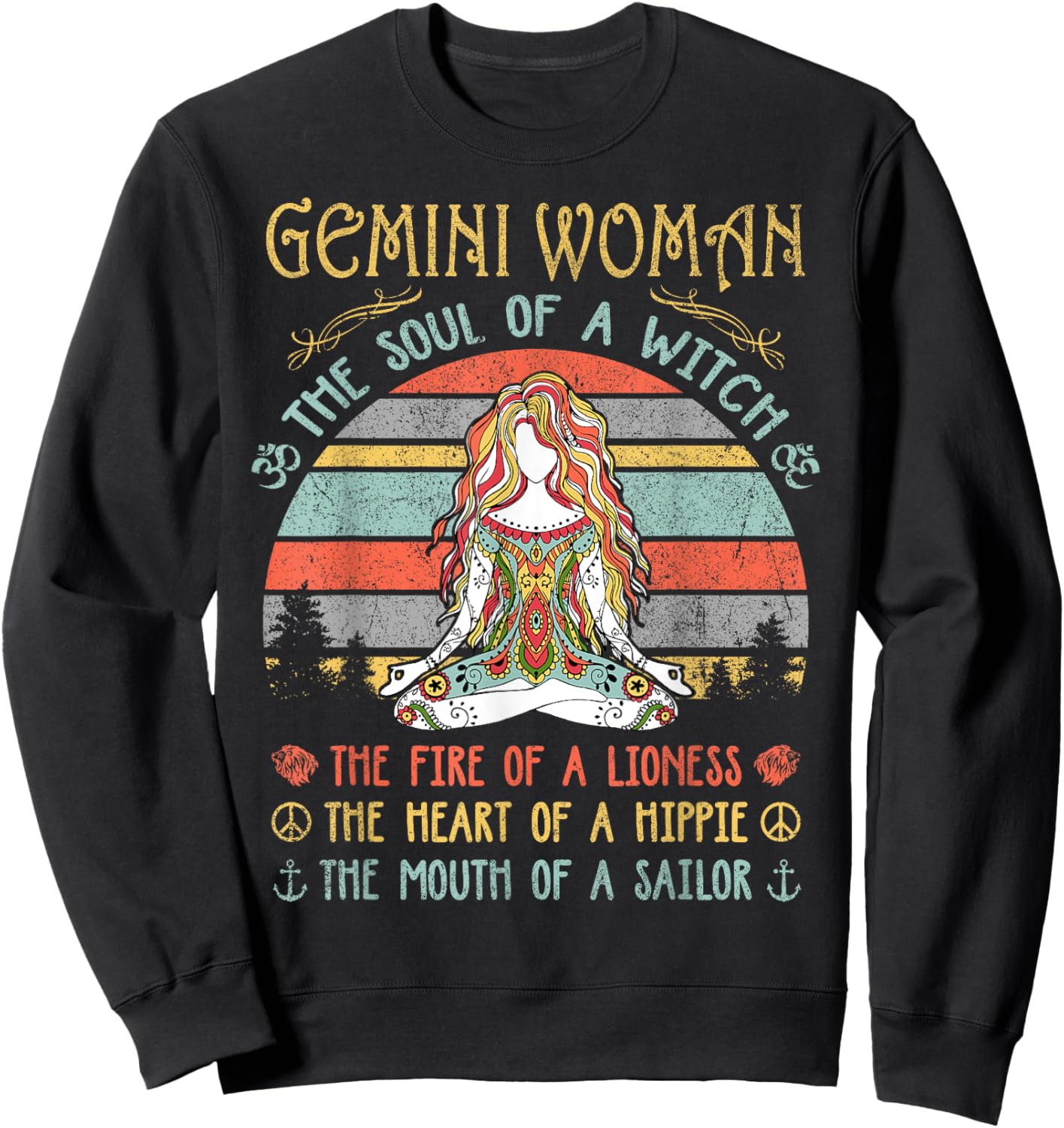 Gemini Woman The Soul Of A Witch Vintage Birthday Sweatshirt - Sweatshirt | Black