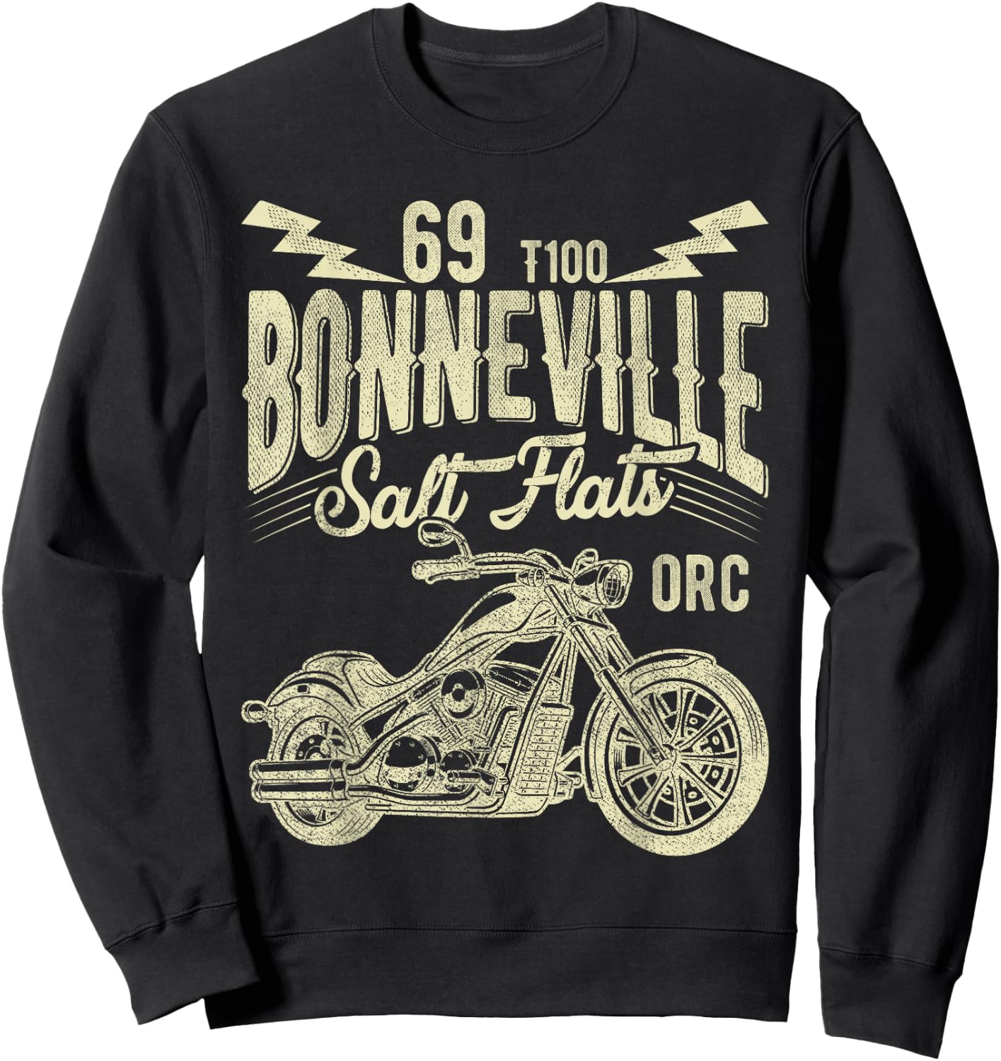 Retro Motorcycle Rider Funny Bonneville Salt Flats Vintage Sweatshirt - Sweatshirt | Black