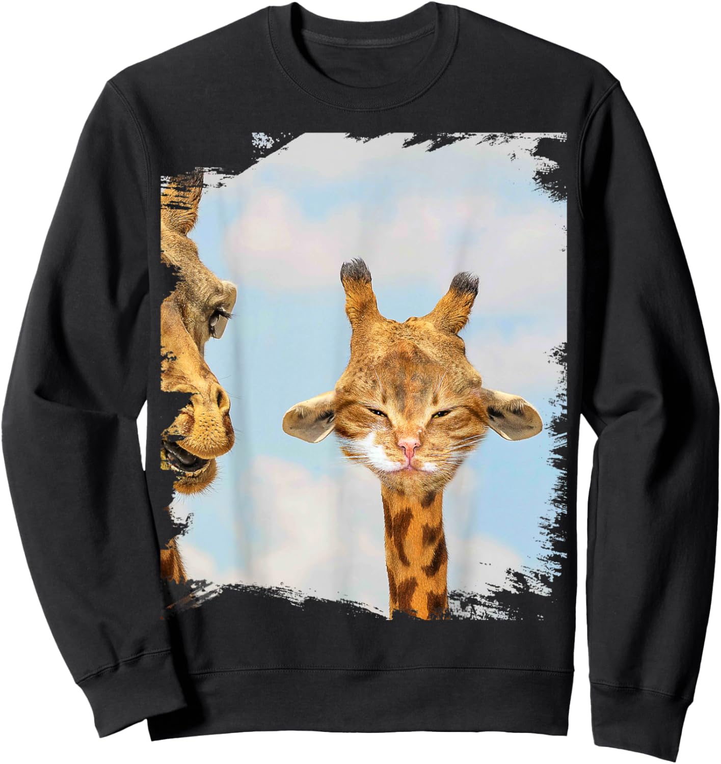 Girat Cat Giraffe Hybrid Men Women Kids Sweatshirt - Sweatshirt | Black