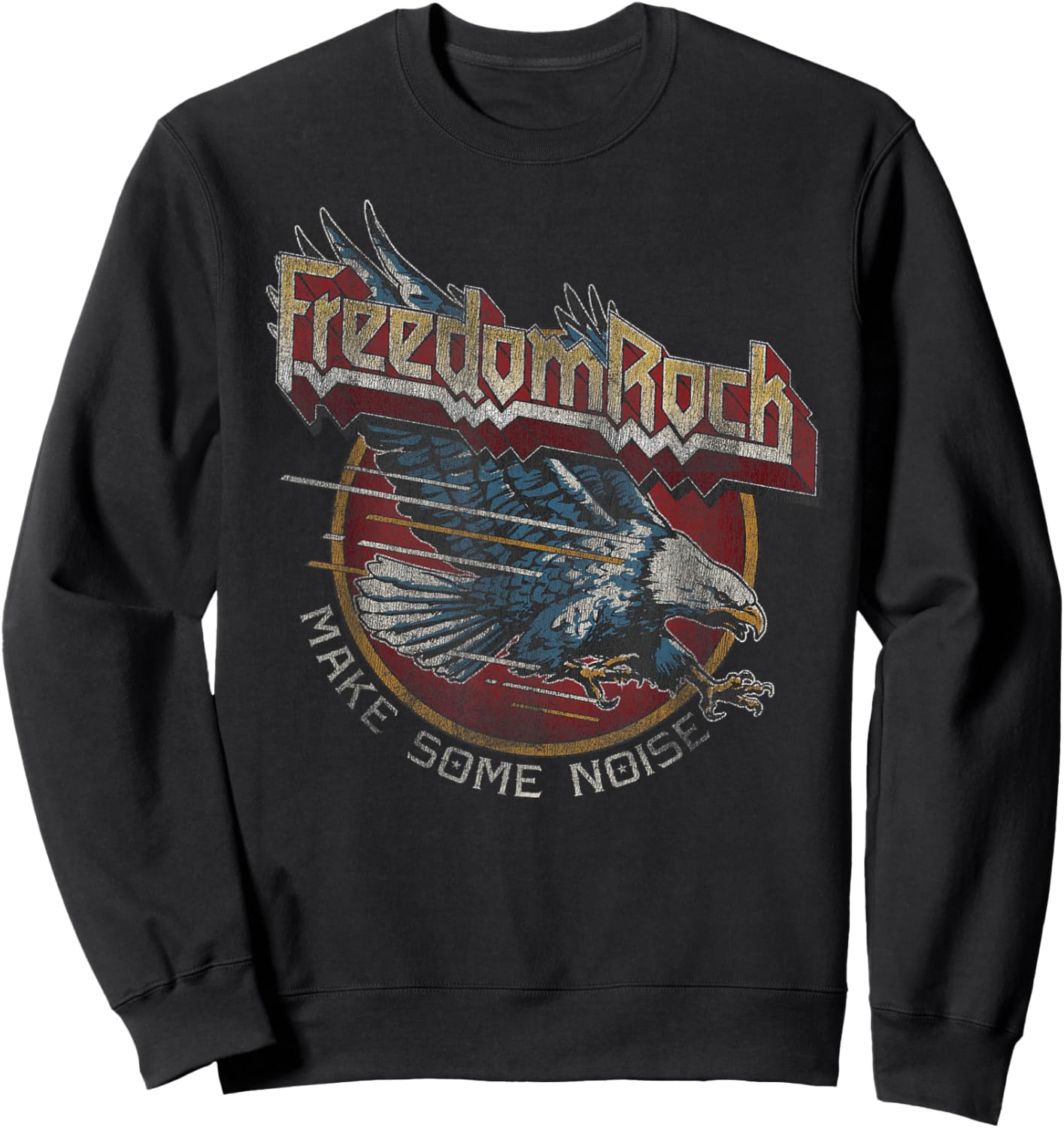 Freedom Rock USA Eagle Vintage Retro Band Concert 4th July Sweatshirt - Sweatshirt | Black