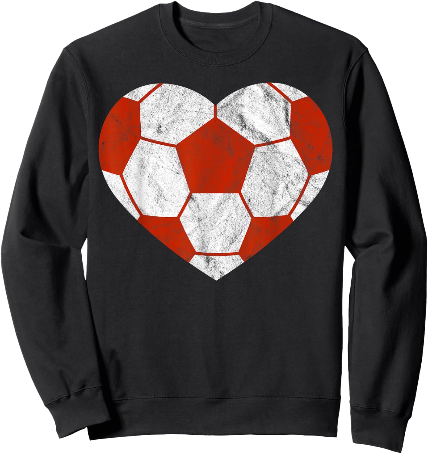 Vintage Football Heart Gift Soccer Player Valentine's Day Sweatshirt - Sweatshirt | Black