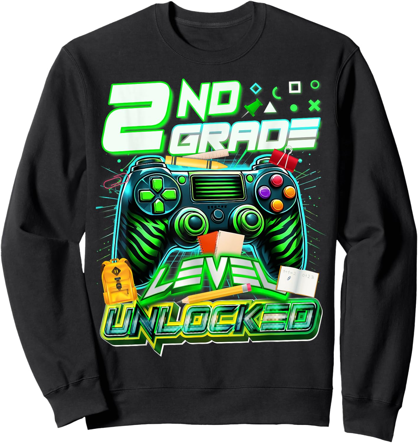 Back To School 2nd Grade Level Unlocked Gamer First Day Sweatshirt - Sweatshirt | Black