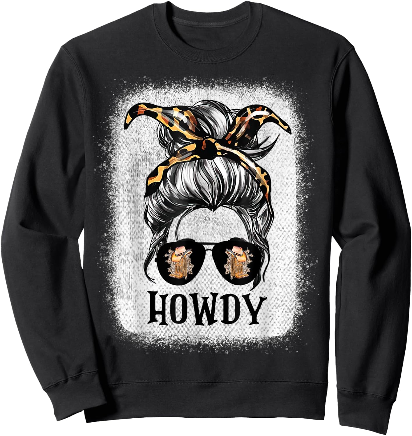 Messy Bun Hat Howdy Rodeo Western Country Southern Cowgirl Sweatshirt - Sweatshirt | Black