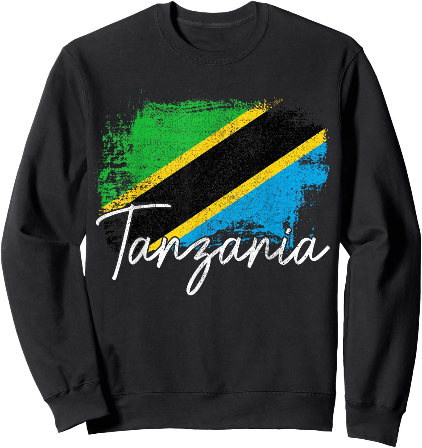 Tanzania Vintage Tanzanian Pride Roots Flag Sweatshirt - Sweatshirt | Black