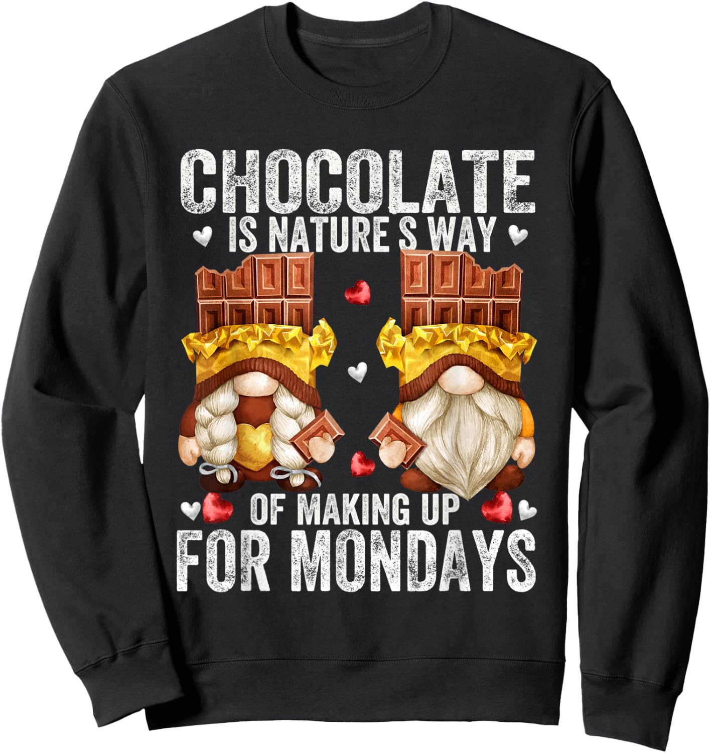 Funny Monday Gnomes And Men Brown Chocolate Sweatshirt - Sweatshirt | Black