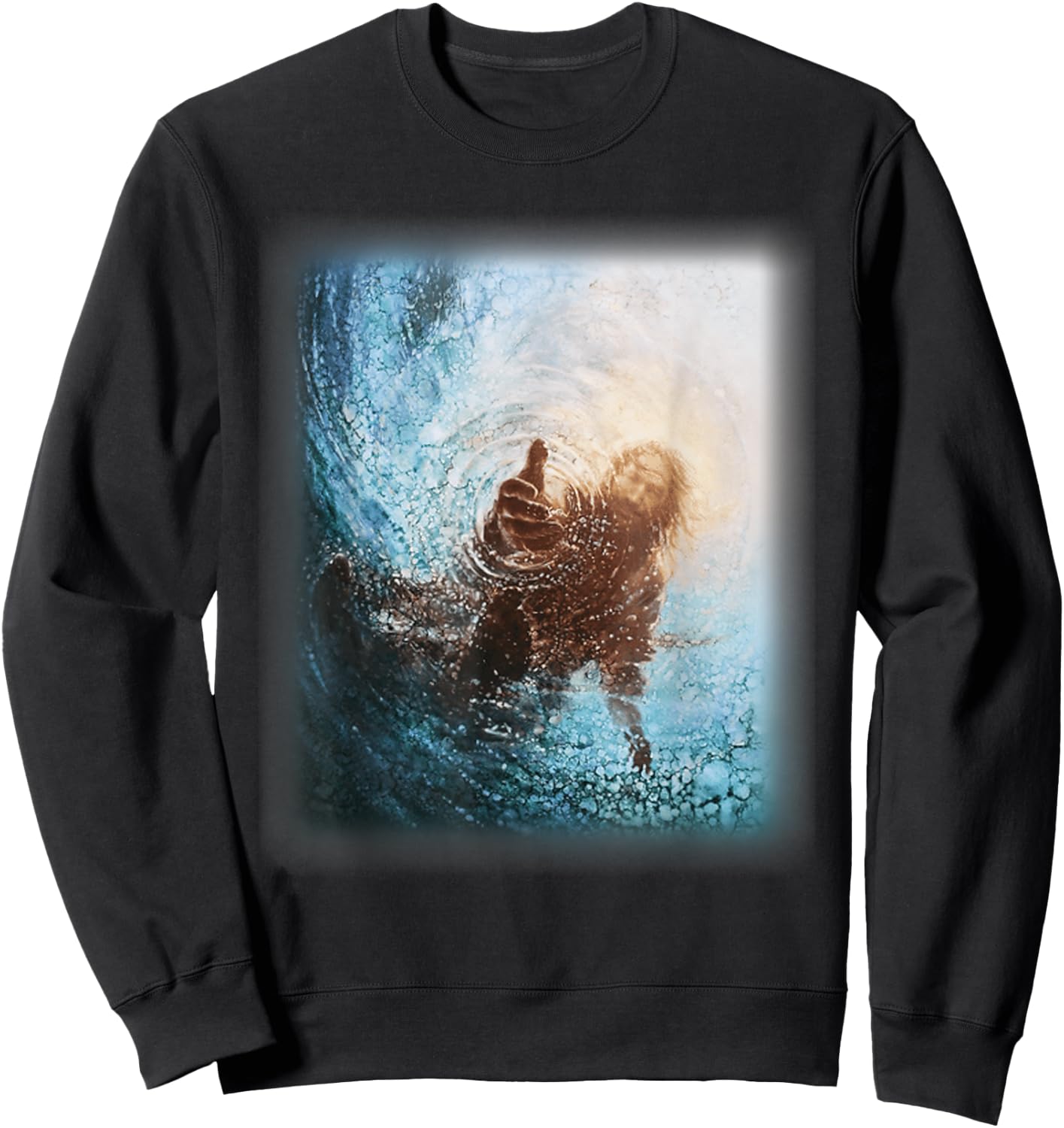 The Hand God Jesus in Water, Jesus Lover Sweatshirt - Sweatshirt | Black