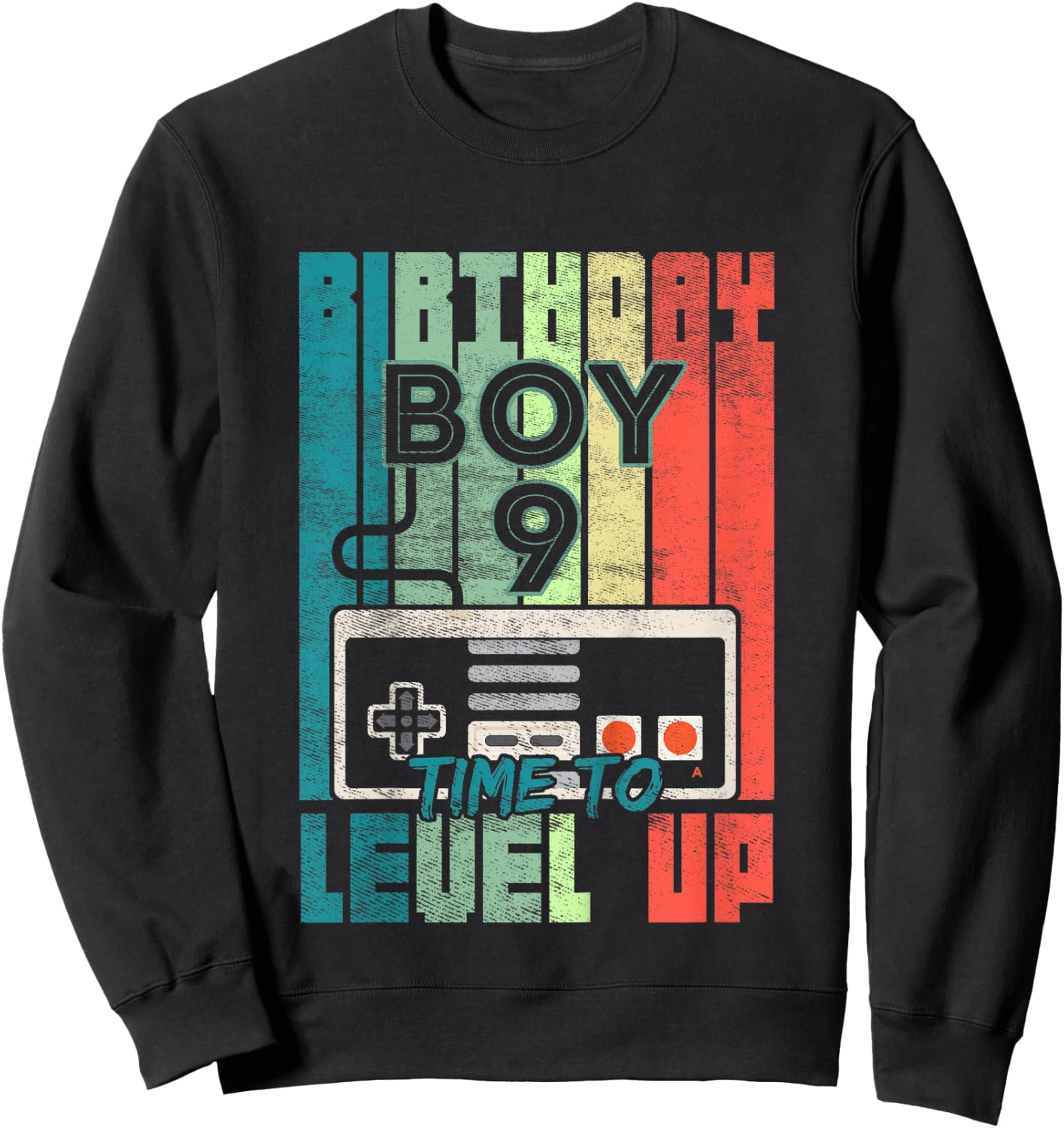Kids Birthday Boy 9 Time to Level Up 9 Birthday Boy Level Up Sweatshirt - Sweatshirt | Black