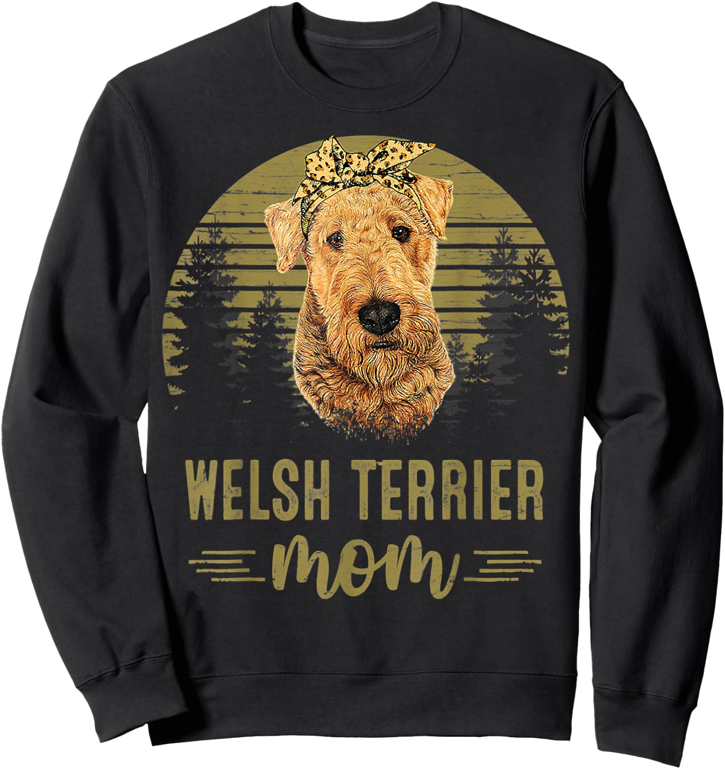 Vintage Welsh Terrier Mom Dog Lover Mother's Day Women Kids Sweatshirt - Sweatshirt | Black