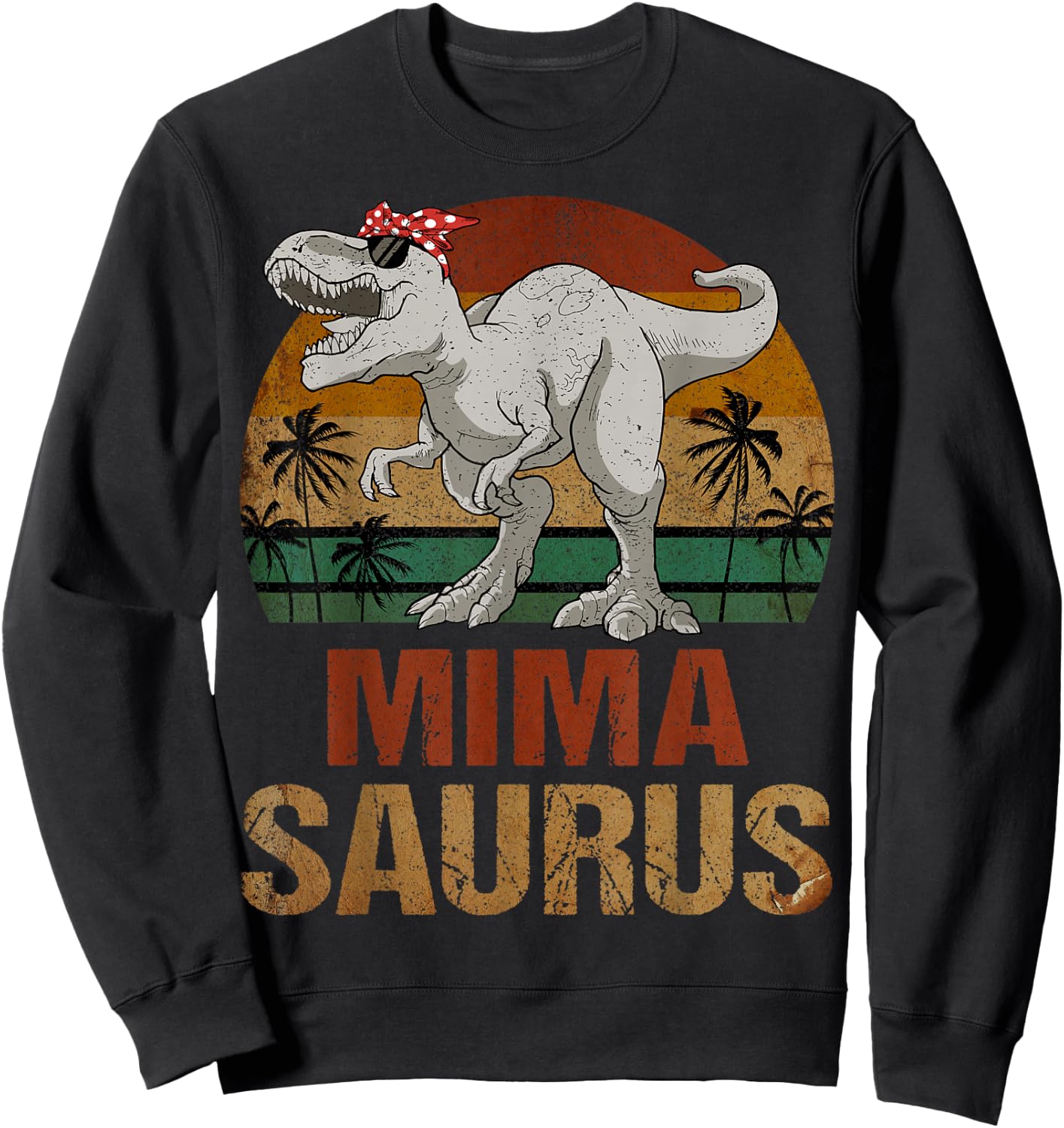 Mimasaurus Dinosaur Mima Saurus Vintage Mother's Day Sweatshirt - Sweatshirt | Black