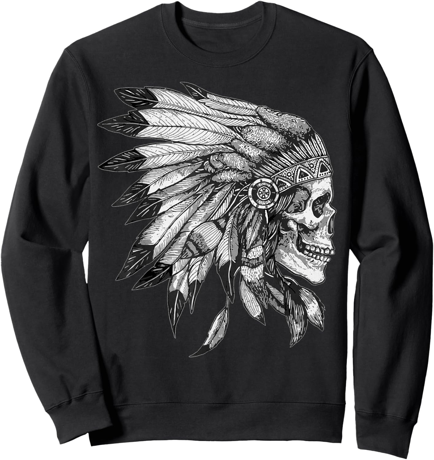 American Motorcycle Skull Native Indian Eagle Chief Vintage Sweatshirt - Sweatshirt | Black