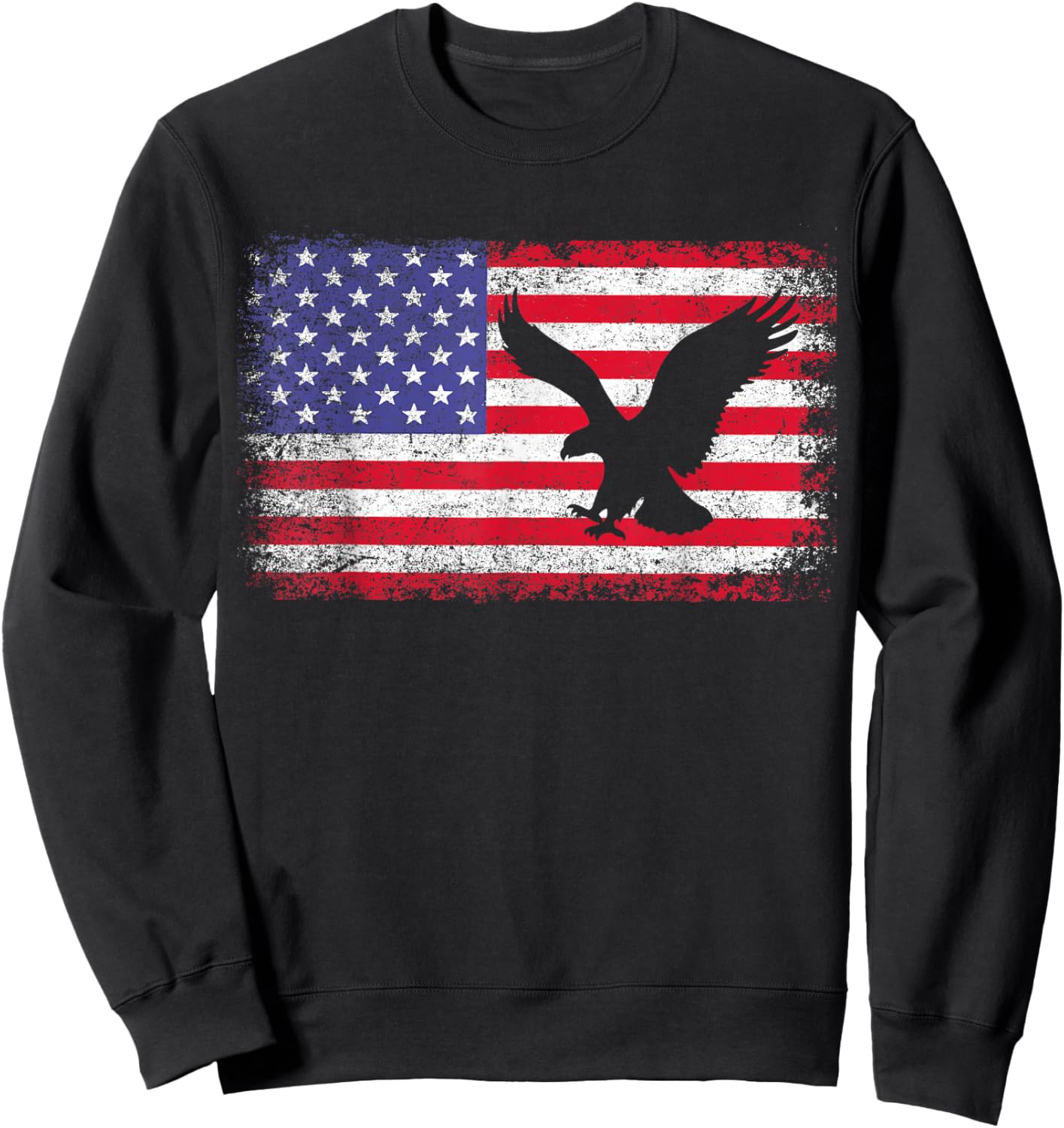 American Flag Eagle USA 4th of July Men Women Kids Sweatshirt - Sweatshirt | Black