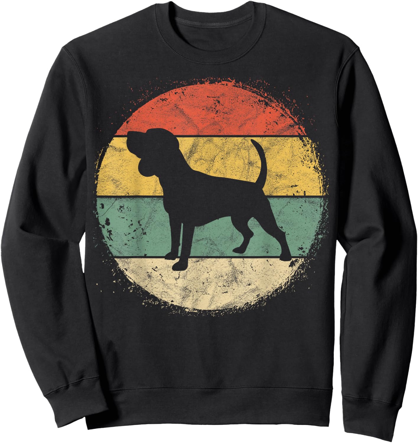 Circular Retro Beagle Owner Gift Tricolor Beagle Dad Mom Sweatshirt - Sweatshirt | Black